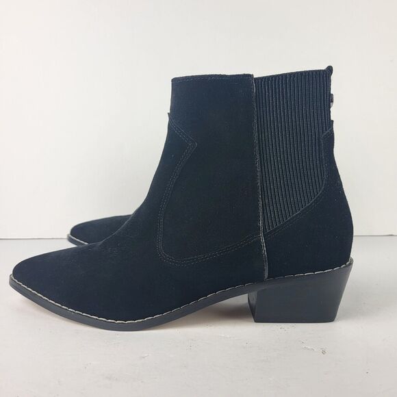 Donald Pliner Gazzi Black Suede Ankle Booties Boots Size 6.5 M - Picture 2 of 14